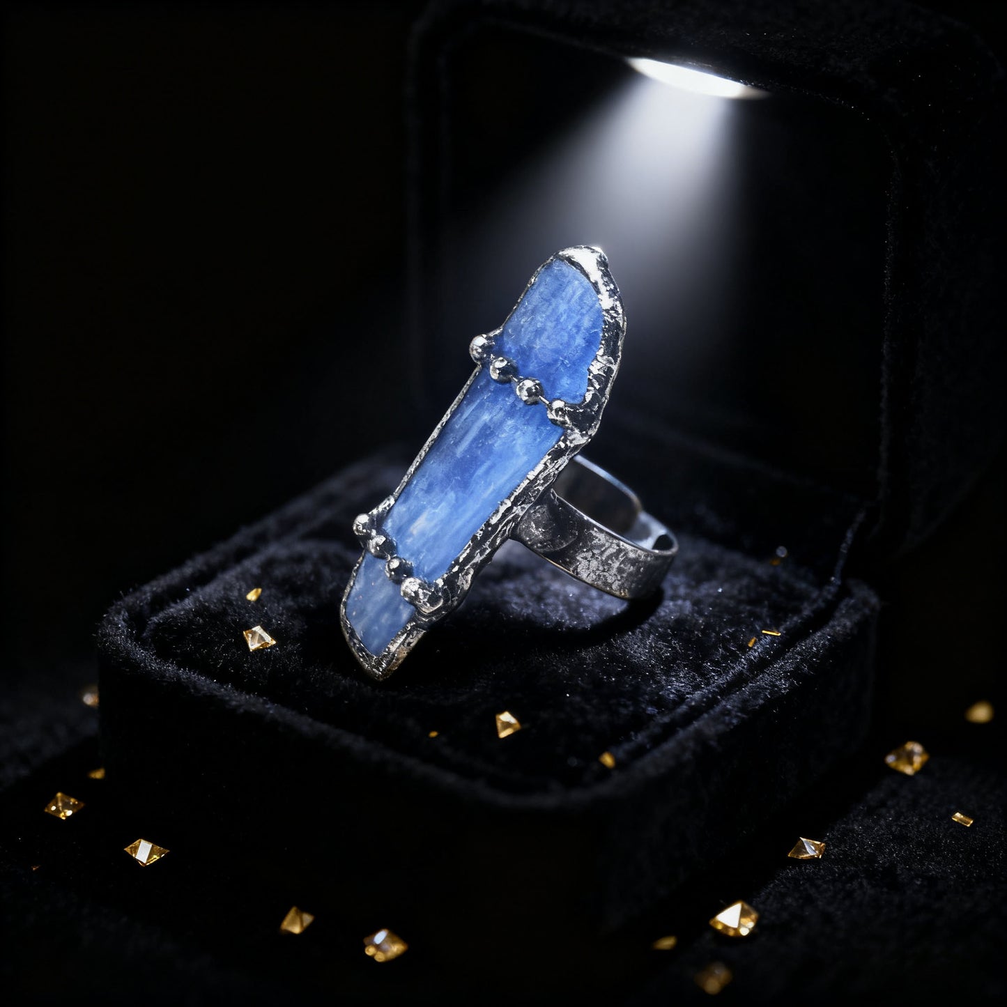 Fortune Flow Raw Kyanite Ring โ Handmade Crystal Ring for Luck, Wealth & Positive Energy