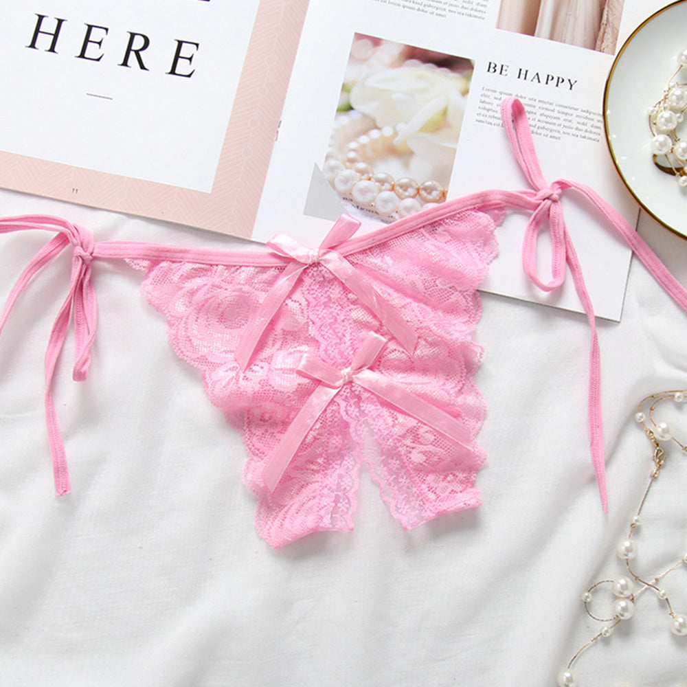 Custom Lace Sexy Panty with jewelry Crystal Letter Name Open Cut Thong Underpants Women's Underwea