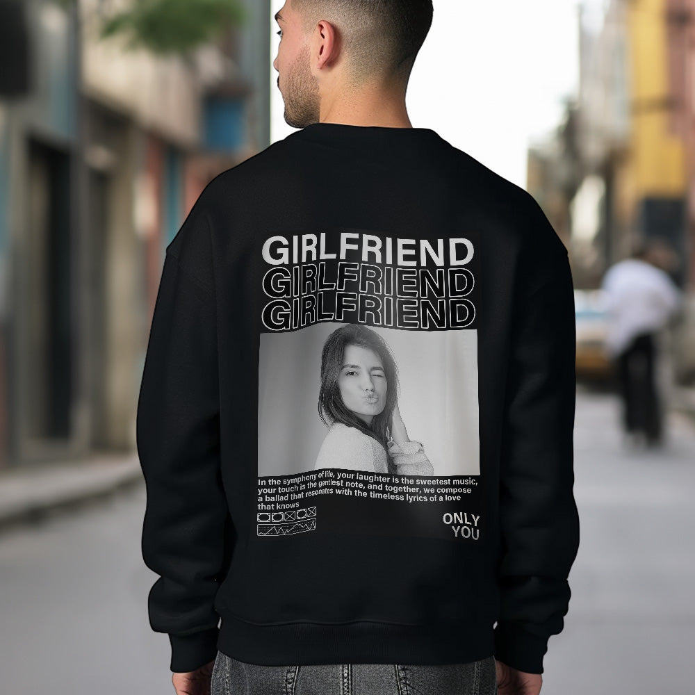 Custom Photo Round Neck Unisex Sweatshirt Personalized Pictures Crewneck Sweatshirts Valentine's Day Gift for Couple