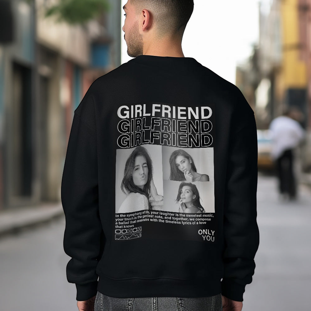 Custom Photo Round Neck Unisex Sweatshirt Personalized Pictures Crewneck Sweatshirts Valentine's Day Gift for Couple