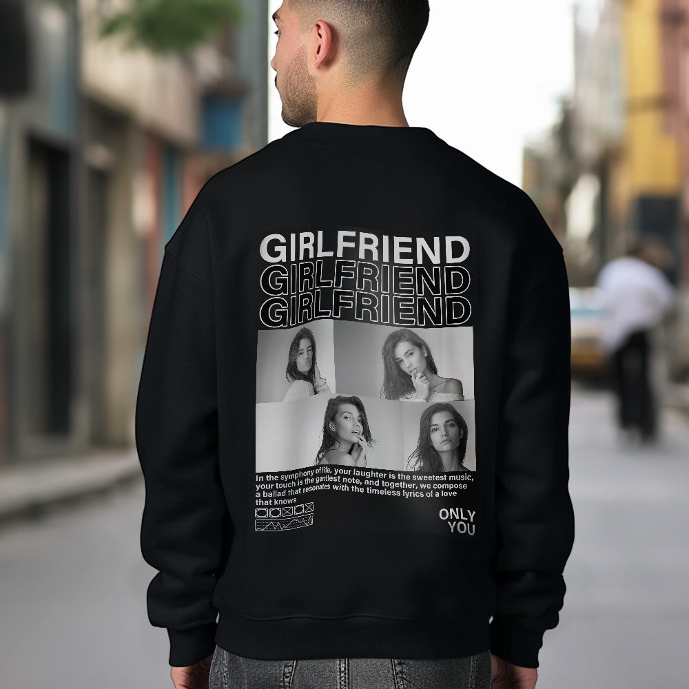 Custom Photo Round Neck Unisex Sweatshirt Personalized Pictures Crewneck Sweatshirts Valentine's Day Gift for Couple