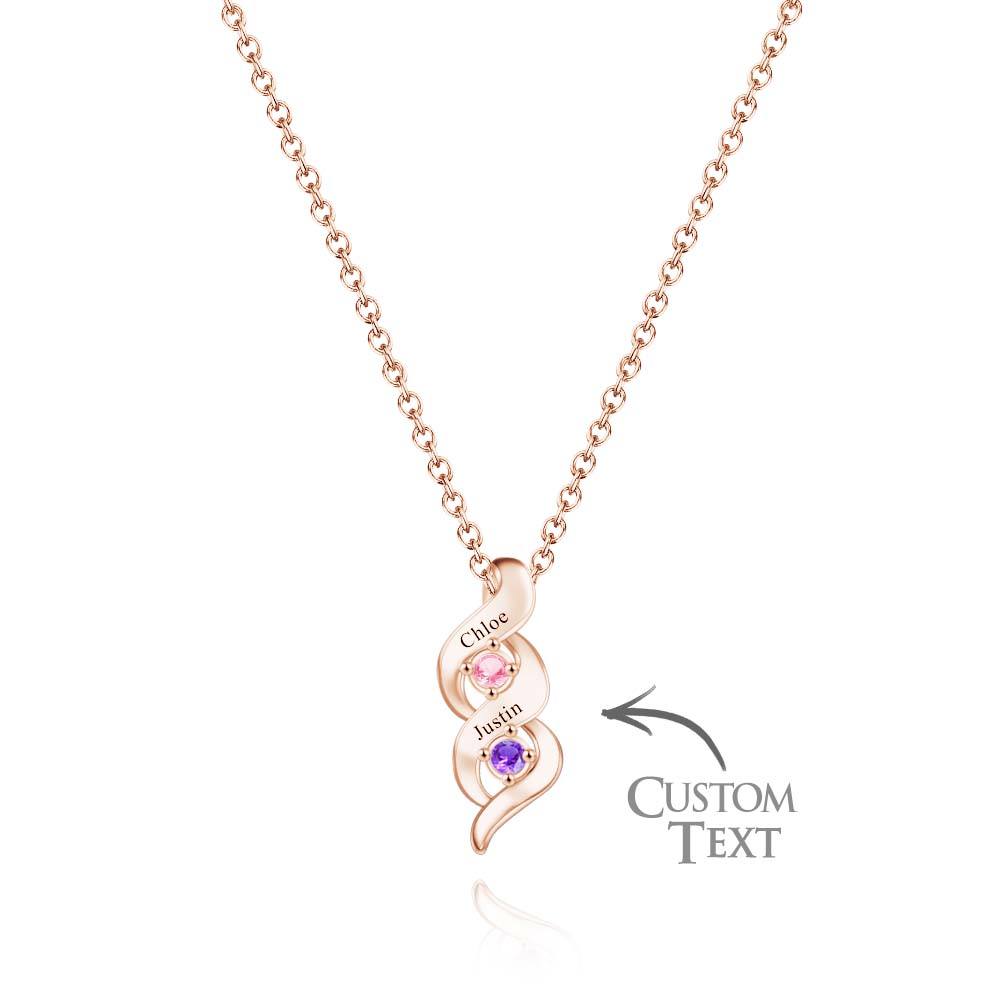 Custom Engraved Name Vintage Necklace Birthstone Pendant Necklace For Her