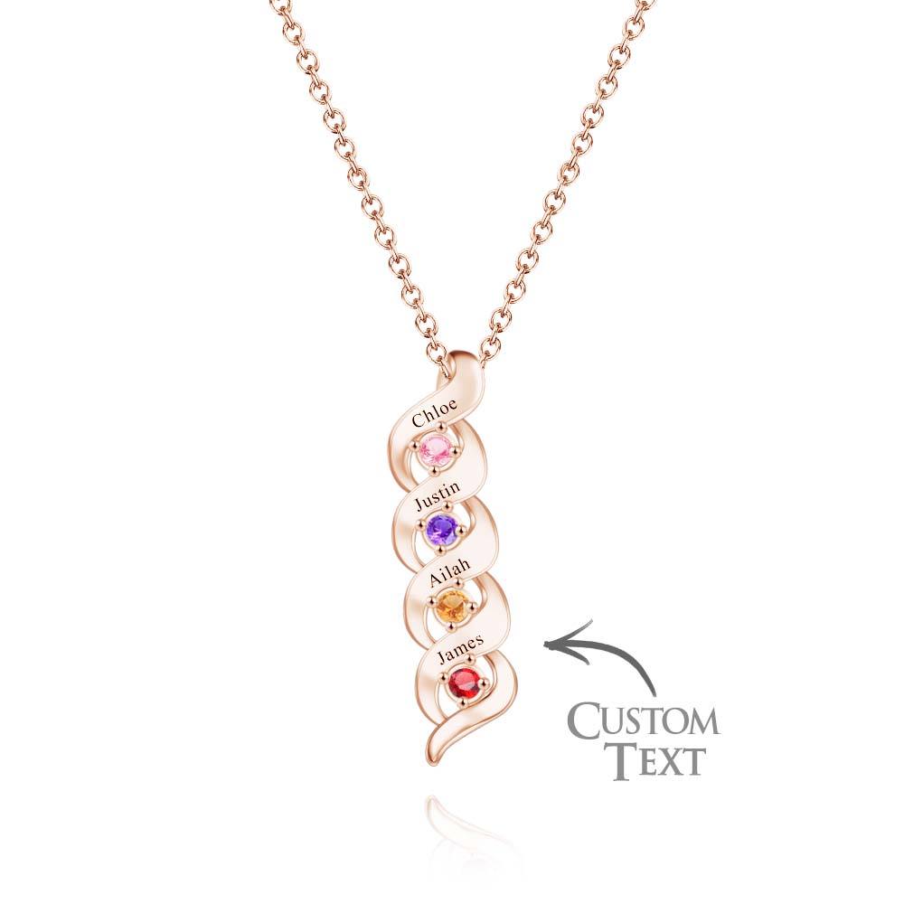 Custom Engraved Name Vintage Necklace Birthstone Pendant Necklace For Her
