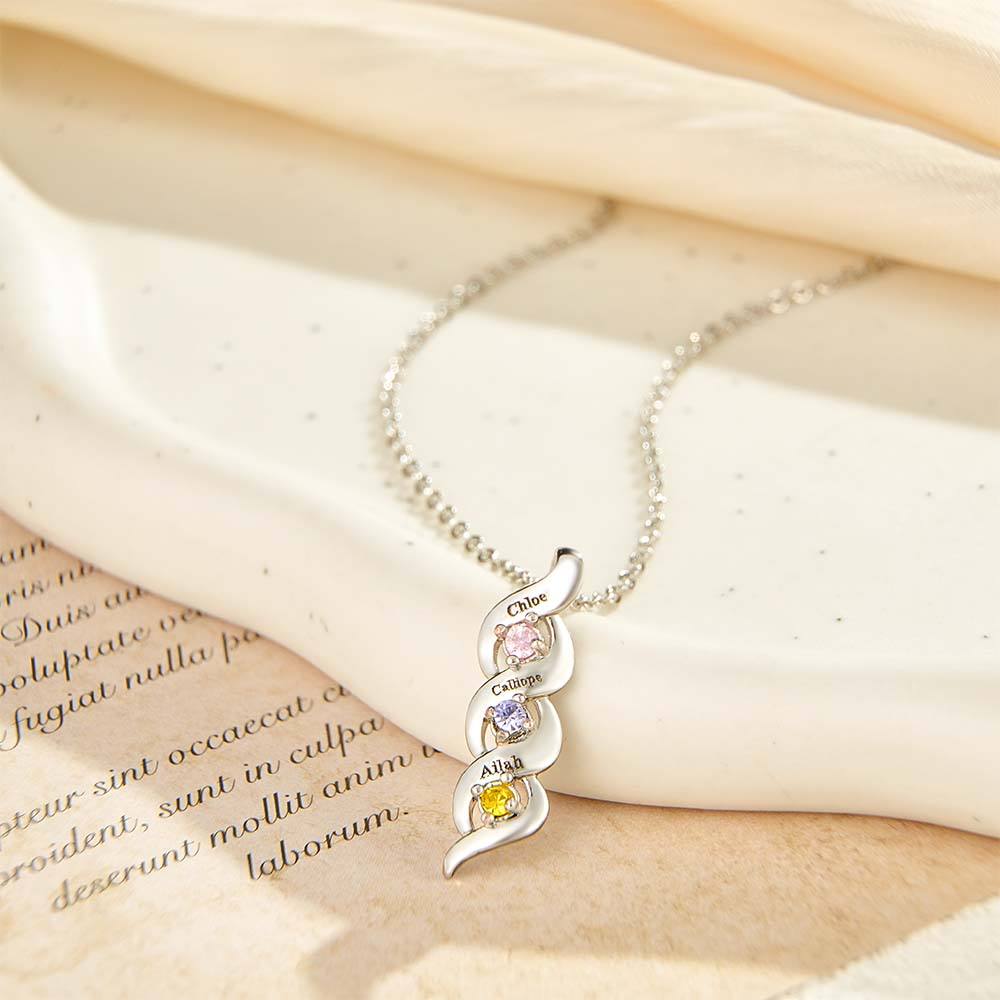 Custom Engraved Name Vintage Necklace Birthstone Pendant Necklace For Her