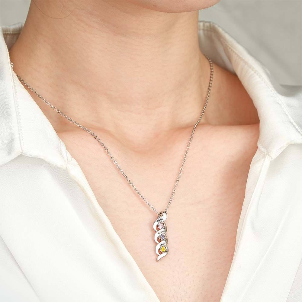 Custom Engraved Name Vintage Necklace Birthstone Pendant Necklace For Her