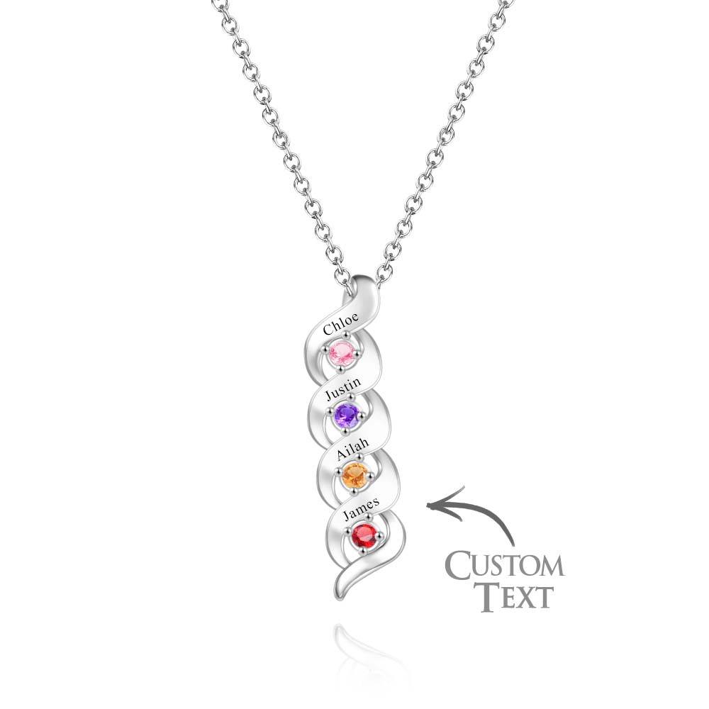 Custom Engraved Name Vintage Necklace Birthstone Pendant Necklace For Her