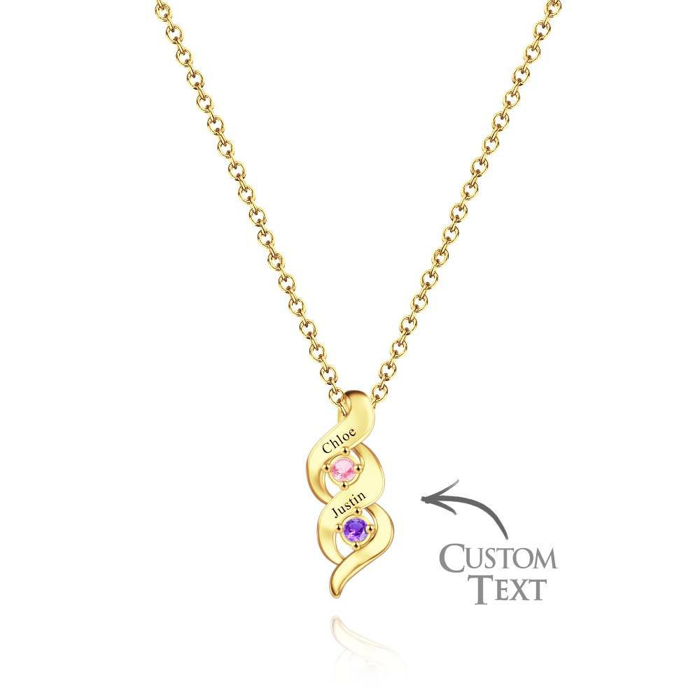 Custom Engraved Name Vintage Necklace Birthstone Pendant Necklace For Her