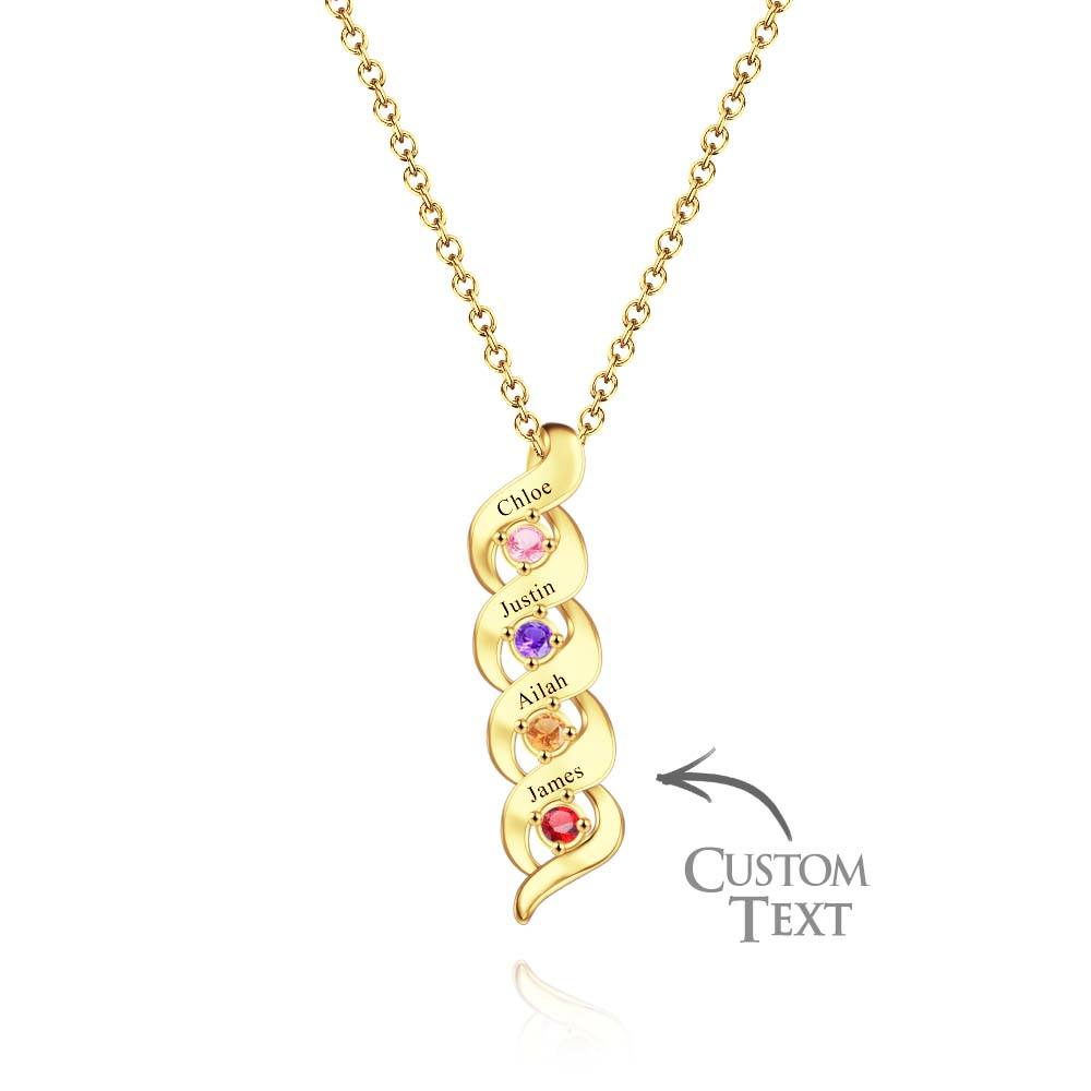 Custom Engraved Name Vintage Necklace Birthstone Pendant Necklace For Her