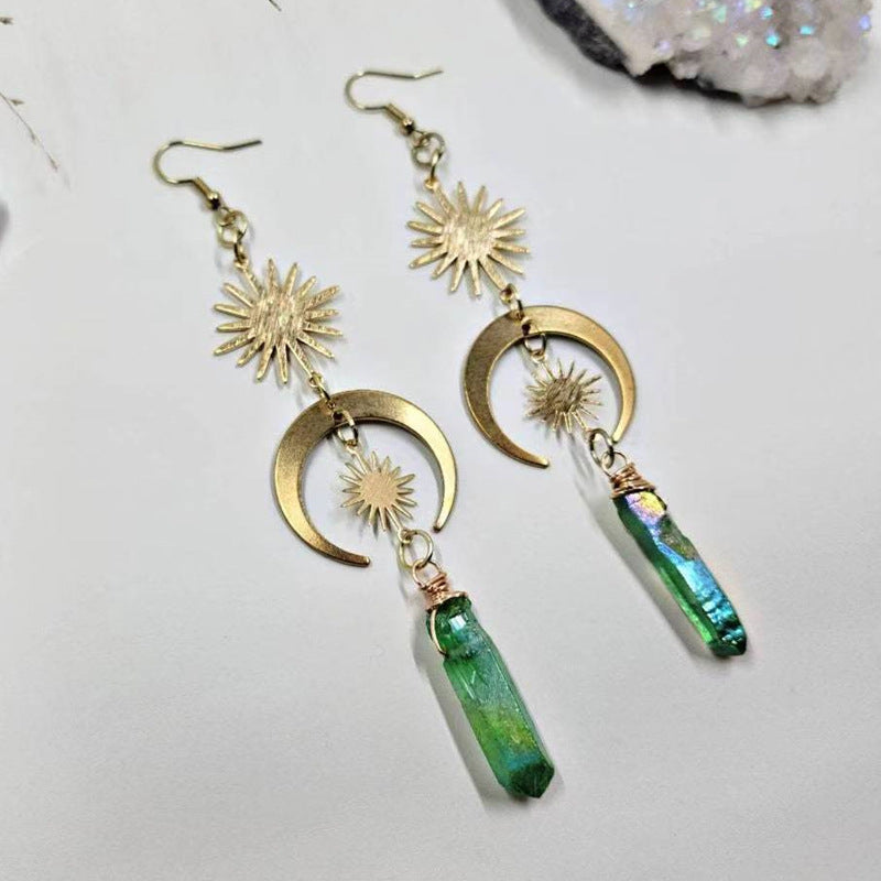 “Celestial Balance” Crystal Earrings – Moon & Sun Energy Collection