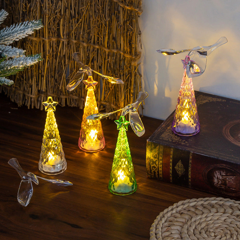 Rotating Crystal Bird Light Decor – Colorful Christmas Table Ornament