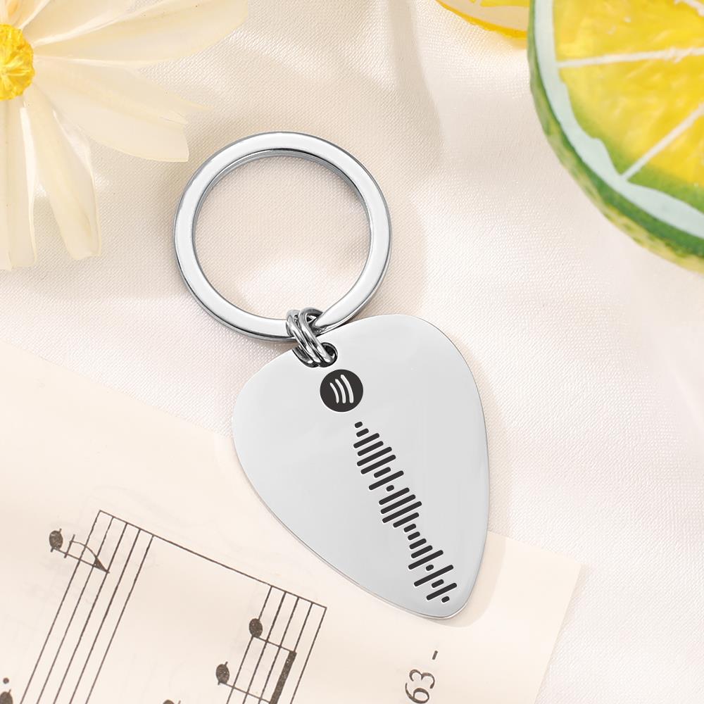 Customized Scannable Spotify Code Plaque Keychain Music and Photo, Song Keychain,Engraved Keychain Anniversary Gifts For Lovers