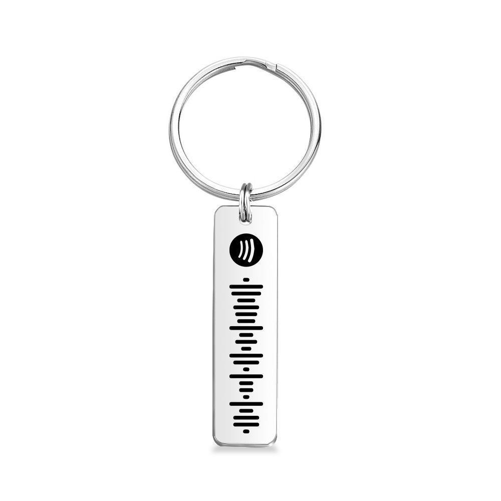 Customized Scannable Spotify Code Plaque Keychain Music and Photo, Song Keychain,Engraved Keychain Anniversary Gifts For Lovers