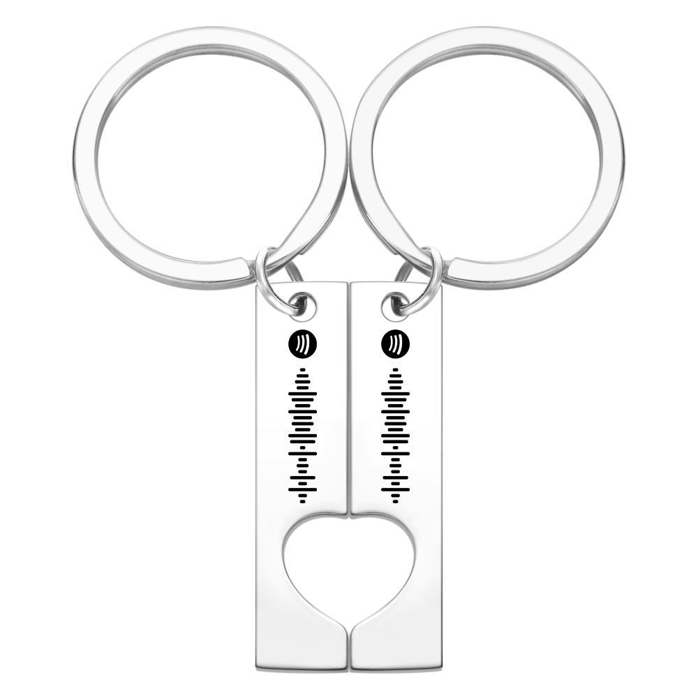 Scannable Custom Spotify Code Keychain Engraved Custom Music Song Keychain Gifts Black Key Chains