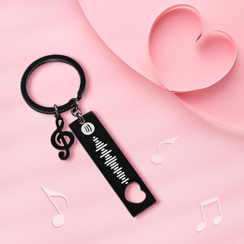 Customized Scannable Spotify Code Plaque Keychain Music and Photo, Song Keychain,Engraved Keychain Anniversary Gifts For Lovers