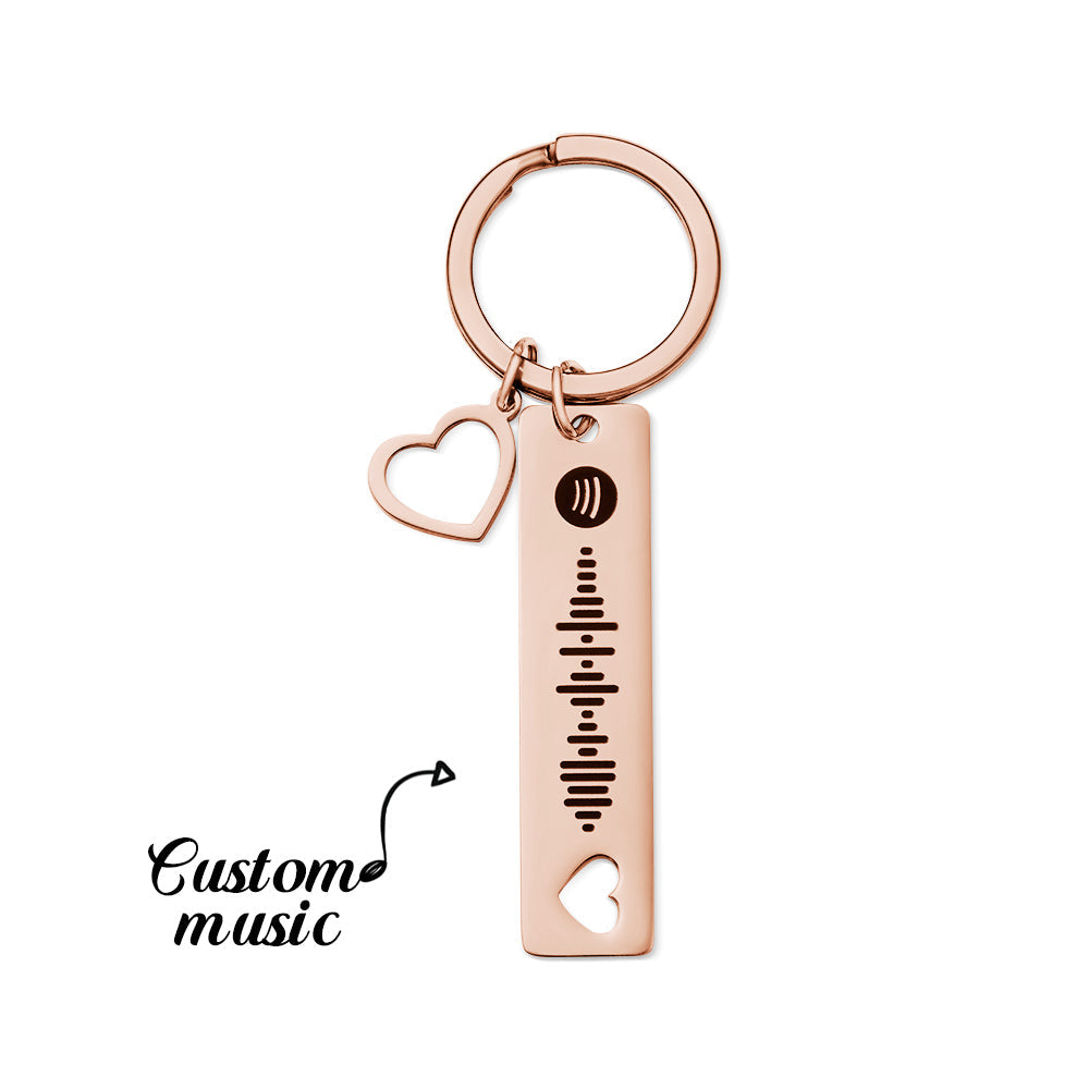 Customized Scannable Spotify Code Plaque Keychain Music and Photo, Song Keychain,Engraved Keychain Anniversary Gifts For Lovers