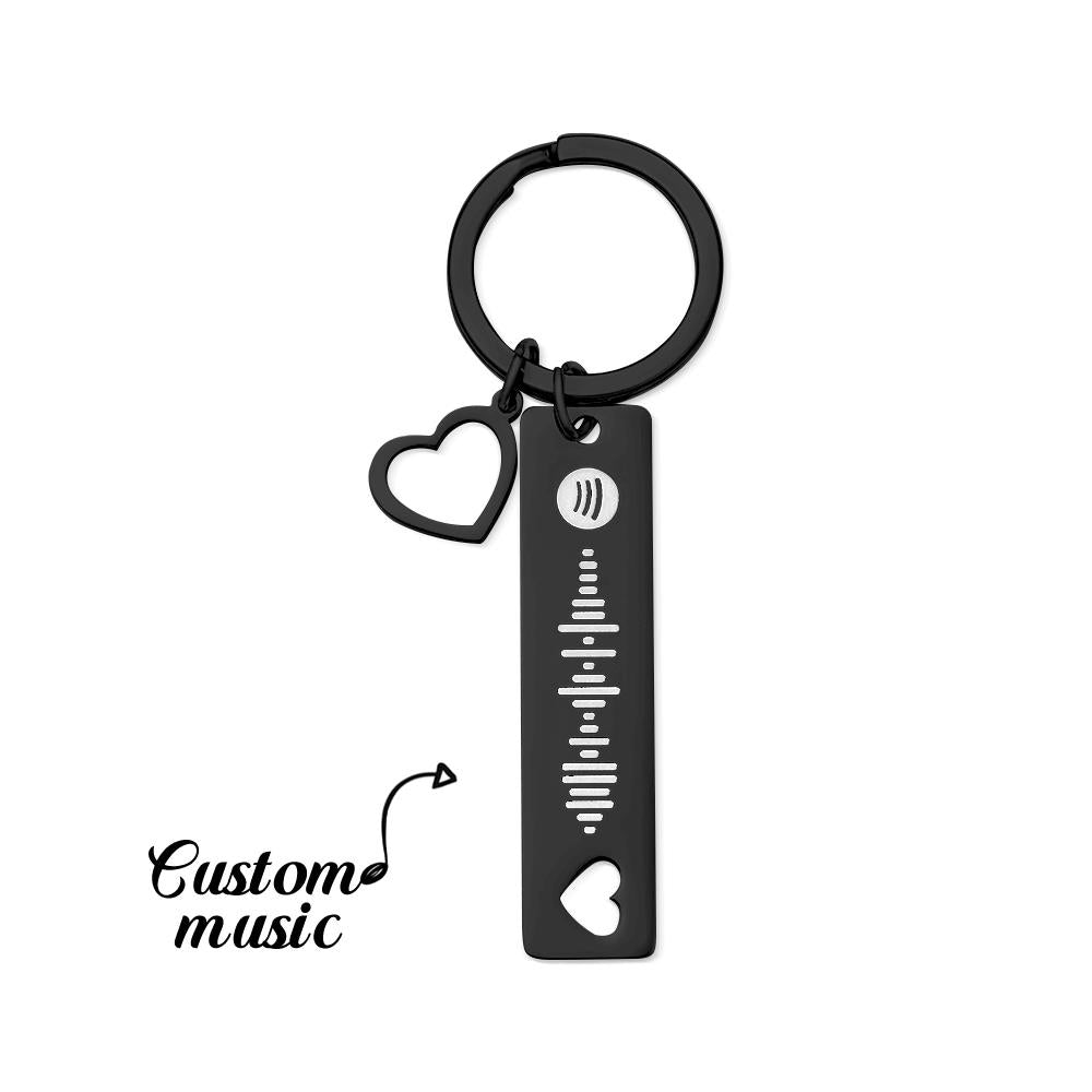 Customized Scannable Spotify Code Plaque Keychain Music and Photo, Song Keychain,Engraved Keychain Anniversary Gifts For Lovers