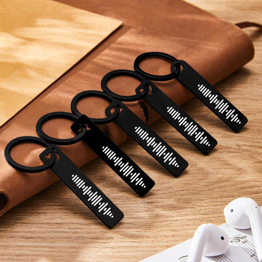 Customized Scannable Spotify Code Plaque Keychain Music and Photo, Song Keychain,Engraved Keychain Anniversary Gifts For Lovers