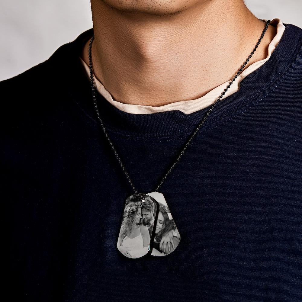Custom Double Dog Tag Necklace Personalized Men's Jewelry for Wedding Gift And Anniversary