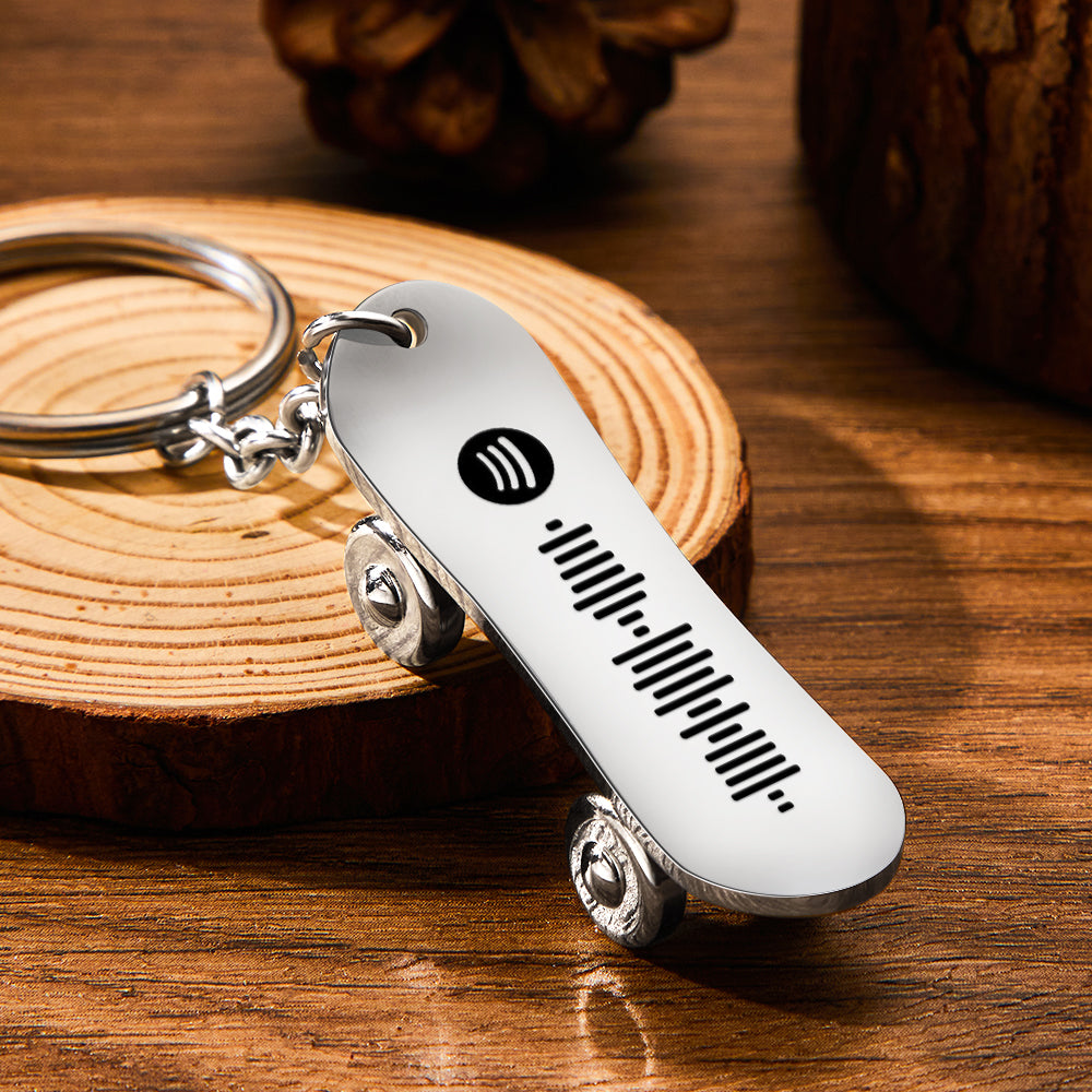 Customized Scannable Spotify Code Plaque Keychain Music and Photo, Song Keychain,Engraved Keychain Anniversary Gifts For Lovers