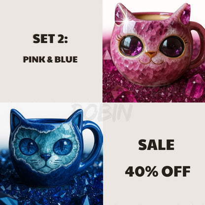 NEW HANDMADE Crystal Cat Face Mugs – Limited Edition ☕