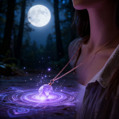 Mystic Aura Amethyst Necklace – Energy Protection Talisman