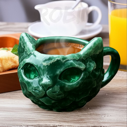 NEW HANDMADE Crystal Cat Face Mugs – Limited Edition ☕