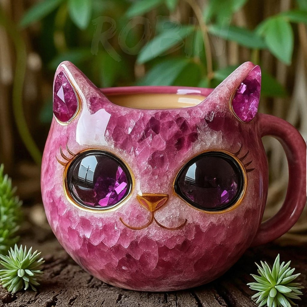 NEW HANDMADE Crystal Cat Face Mugs – Limited Edition ☕