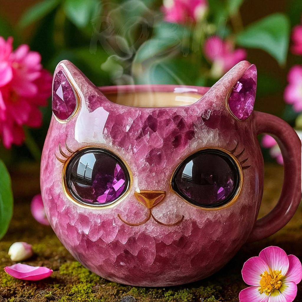 NEW HANDMADE Crystal Cat Face Mugs – Limited Edition ☕