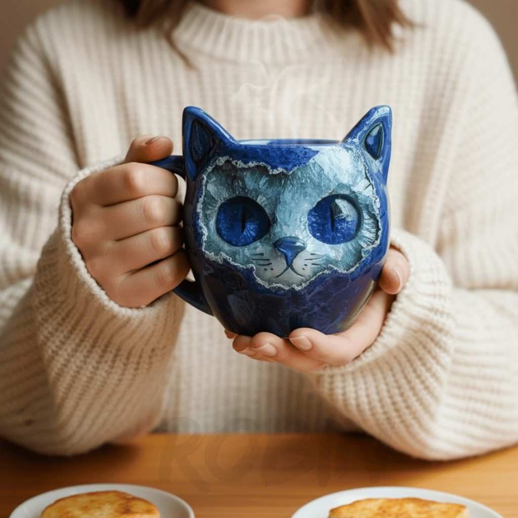 NEW HANDMADE Crystal Cat Face Mugs – Limited Edition ☕