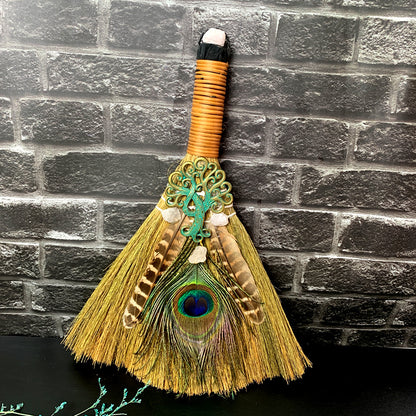 Amethyst Protection Broom – Handcrafted Witch Broom for Energy Cleansing