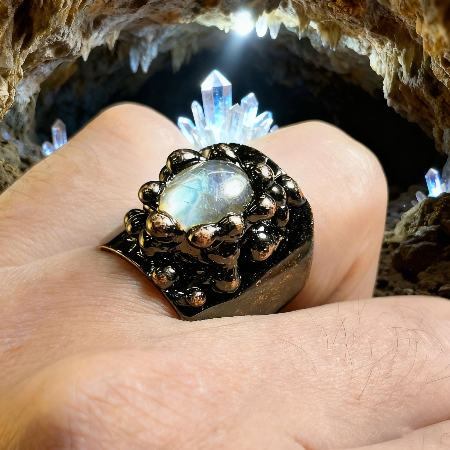 Guardian Light Crystal Ring – Handmade Labradorite Ring for Energy Balance & Protection