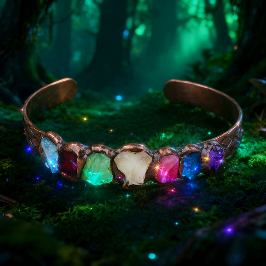 Chakra Harmony Cuff – Handmade 7-Stone Energy Bracelet for Healing, Wealth & Manifestation