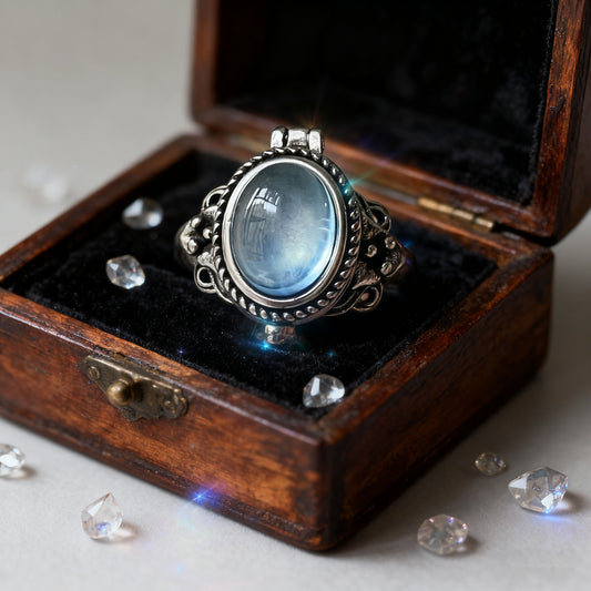 “Eye of the Lake” Amber Ring – The Ring of Tranquil Magic