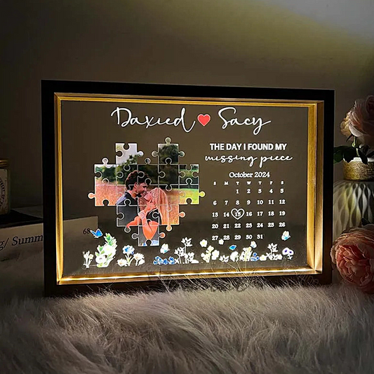 The Day I Found My Missing Piece Light Frame Personalized Gift Valentine's Day Gifts