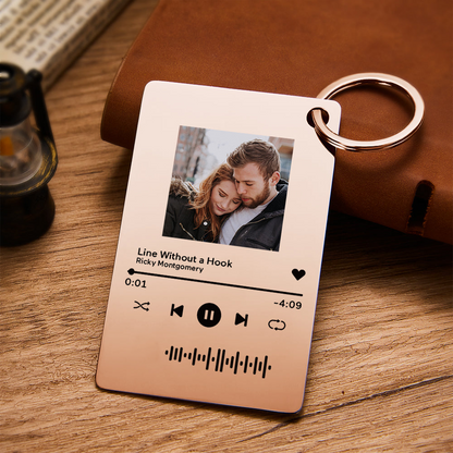Customized Scannable Spotify Code Plaque Keychain Music and Photo, Song Keychain,Engraved Keychain Anniversary Gifts For Lovers