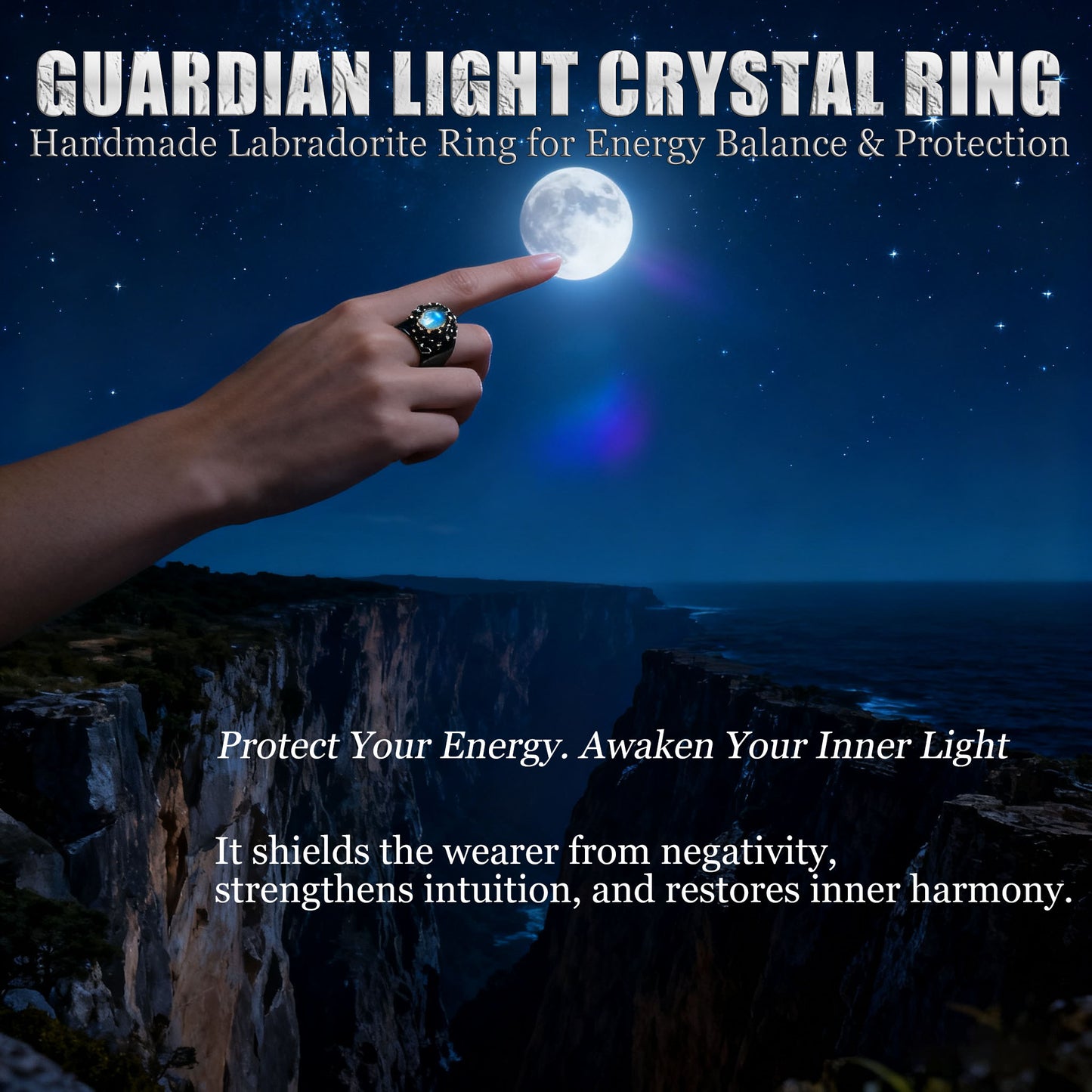 Guardian Light Crystal Ring – Handmade Labradorite Ring for Energy Balance & Protection