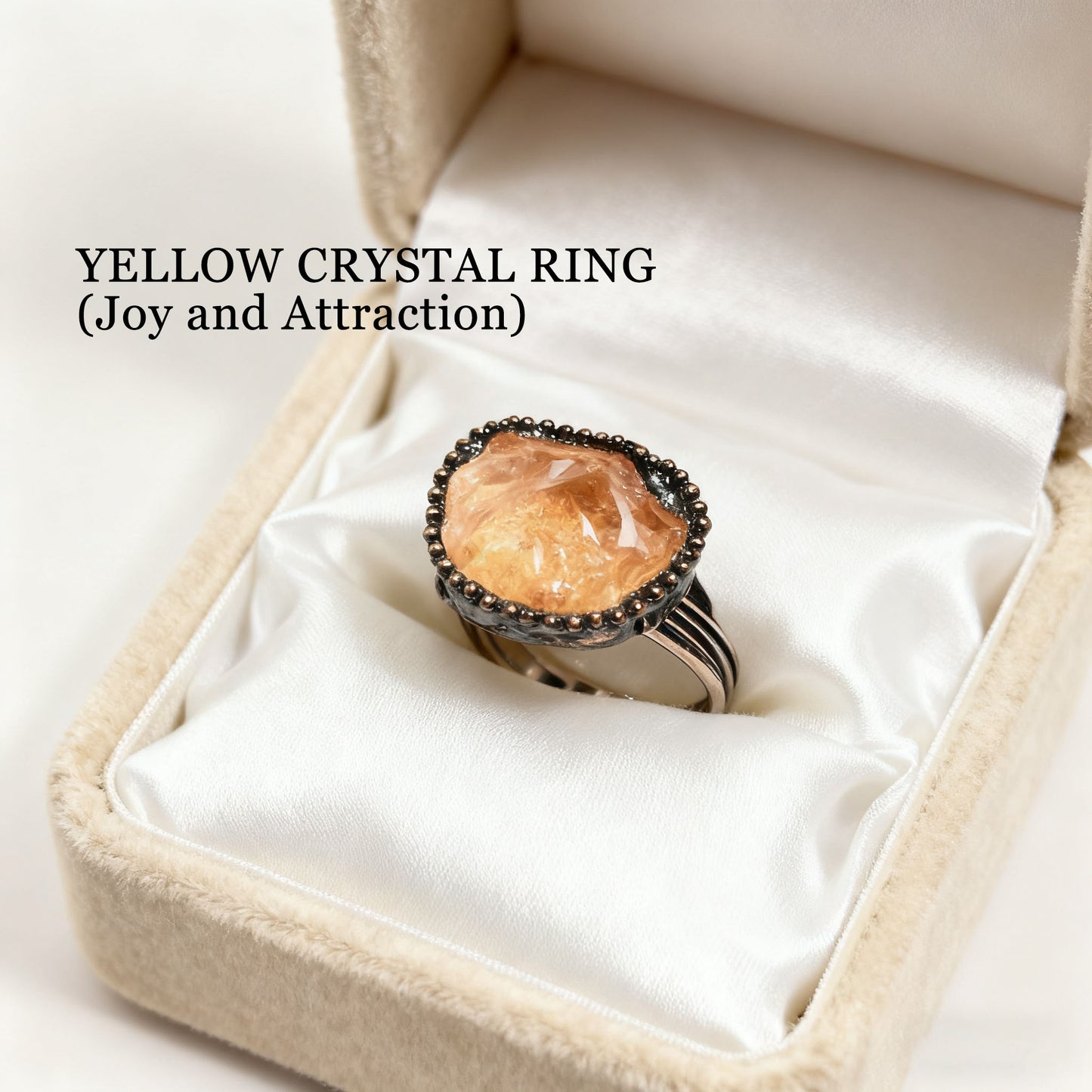 Eternal Aura Crystal Love Rings – Handmade Raw Amethyst & Citrine Couple Rings