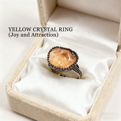 Eternal Aura Crystal Love Rings – Handmade Raw Amethyst & Citrine Couple Rings