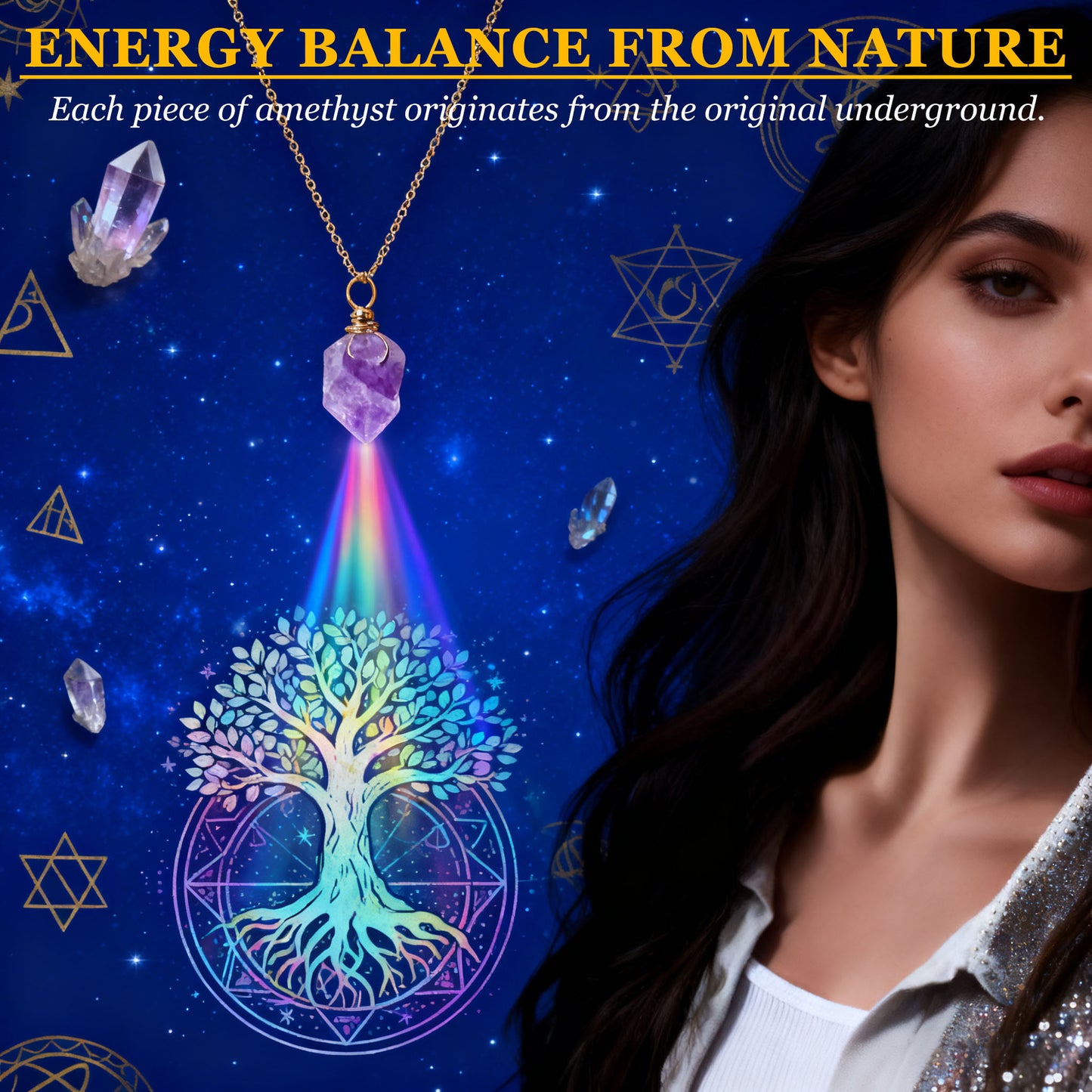 Mystic Aura Amethyst Necklace – Energy Protection Talisman