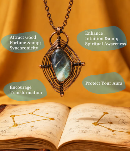 “Web of Fortune” Labradorite Necklace – The Talisman of Light and Luck