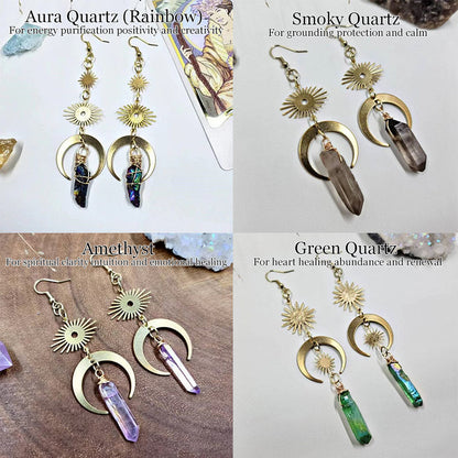“Celestial Balance” Crystal Earrings – Moon & Sun Energy Collection