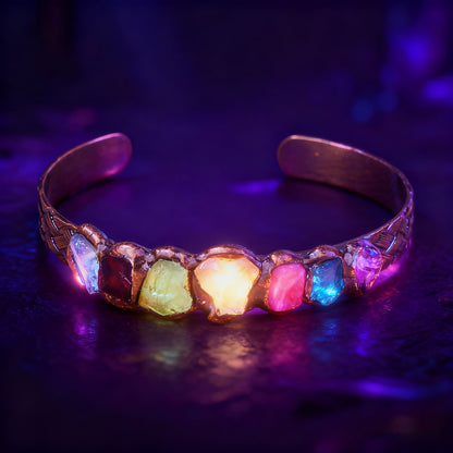 Chakra Harmony Cuff – Handmade 7-Stone Energy Bracelet for Healing, Wealth & Manifestation