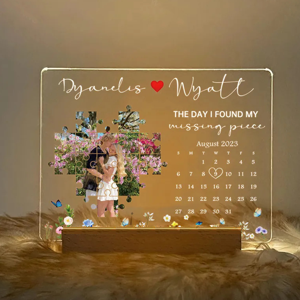 The Day I Found My Missing Piece Light Frame Personalized Gift Valentine's Day Gifts