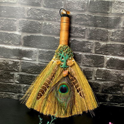 Amethyst Protection Broom – Handcrafted Witch Broom for Energy Cleansing