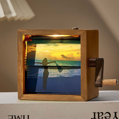 Custom Photo Flipbook Frame Animation Machine Mechanical Hand-cranked Flipbook Box Photo Album with Light Photo Cube Frame Anniversary Gifts