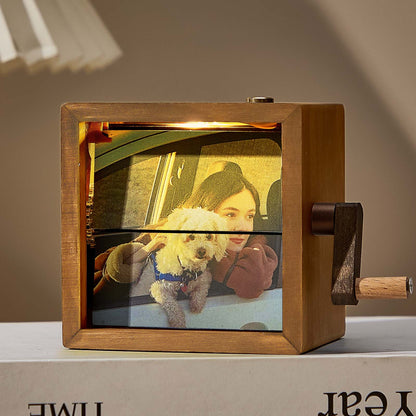Custom Photo Flipbook Frame Animation Machine Mechanical Hand-cranked Flipbook Box Photo Album with Light Unique Gifts for Pet Lovers