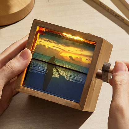 Custom Photo Flipbook Frame Animation Machine Mechanical Hand-cranked Flipbook Box Photo Album with Light Photo Cube Frame Anniversary Gifts