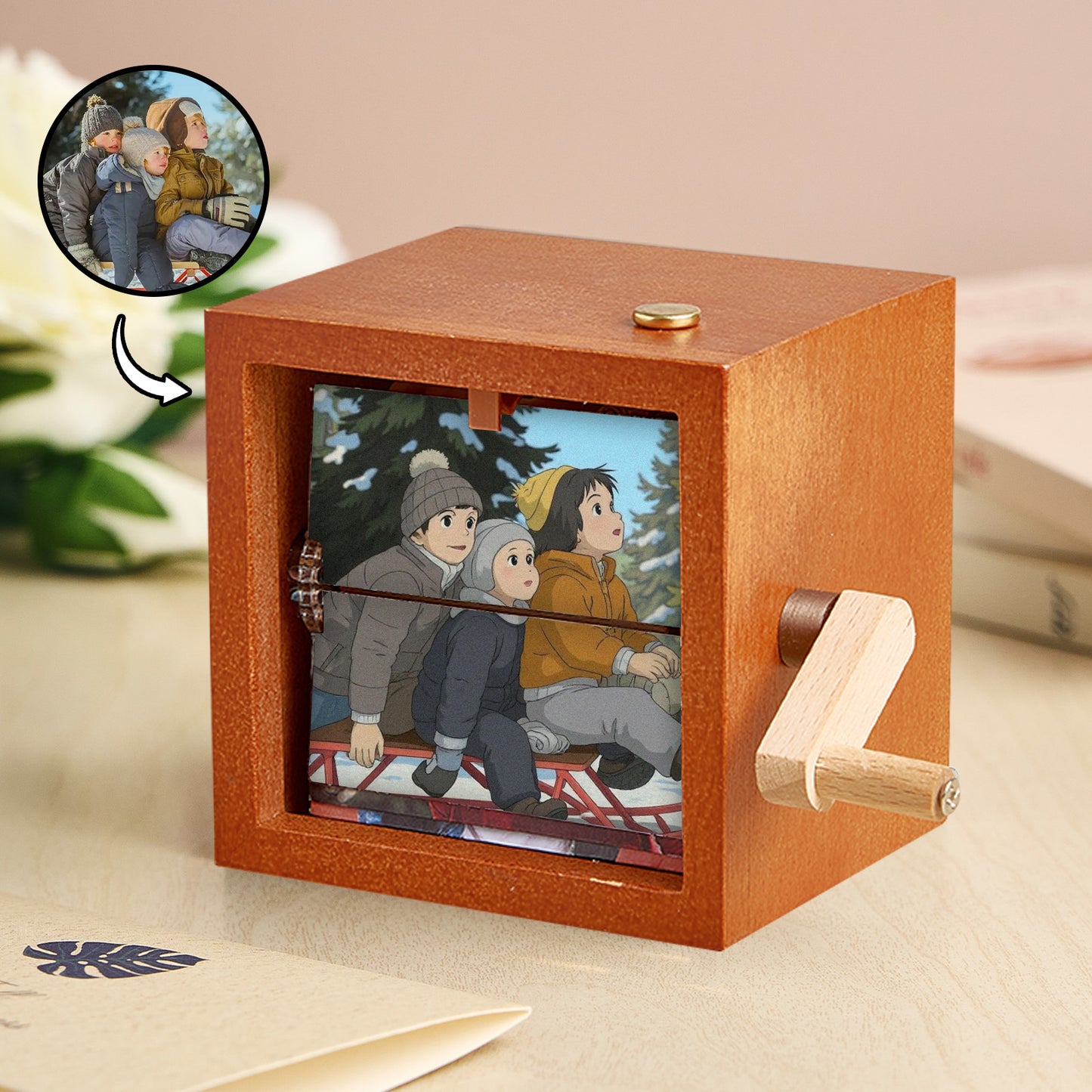 Custom Gibli Style Flipbook Frame Animation Machine Mechanical Hand-cranked Photo Album