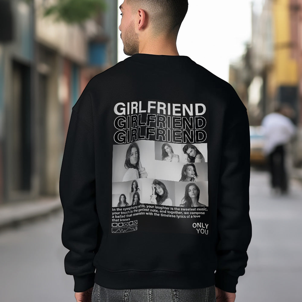 Custom Photo Round Neck Unisex Sweatshirt Personalized Pictures Crewneck Sweatshirts Valentine's Day Gift for Couple