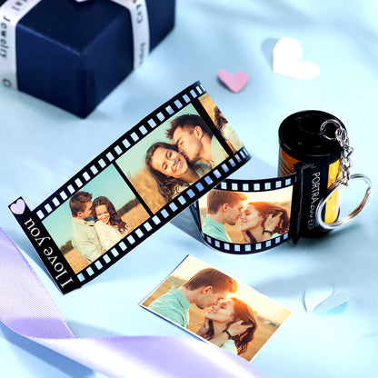 Custom Text For The Film Roll Keychain Personalized Picture Keychain with Reel Album Customized Anniversary Gifts